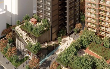 義建築團隊以「台灣欒樹」為靈感，為敦南稀缺住辦基地，打造四季景觀雙塔大樓