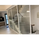 同步緩衝拉門 防晃五金 白框玻璃隔斷牆屏風 幽靈門 旋轉門