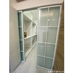 同步拉門 白框上懸吊式鋁框玻璃拉門 同步緩衝拉門 幽靈門