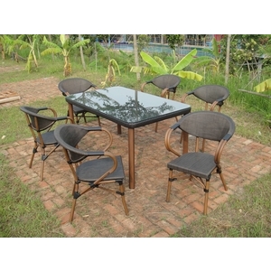 40-2 HT-704 長方桌鋁布扶手椅組 , 老貝壳股份有限公司