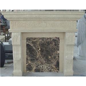 舊米黃雕刻壁爐 , 皓綺興業有限公司